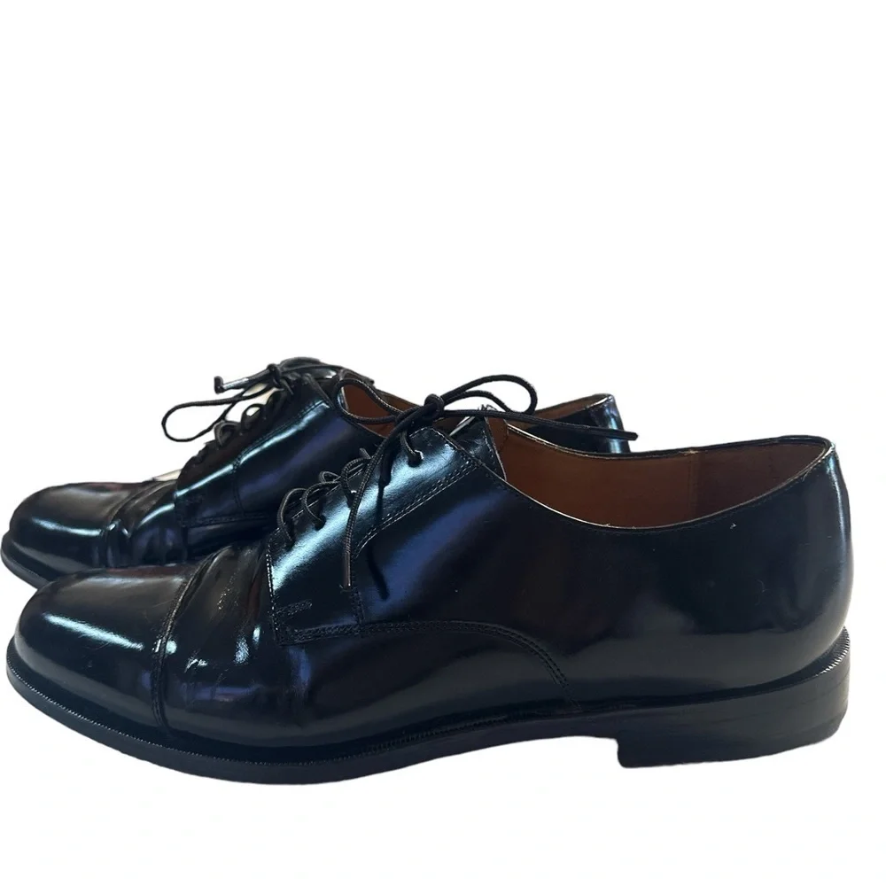 Cole Haan Lenox 02701 Classic Lace Up 100% Leather Stacked Heel Rubber Sole
